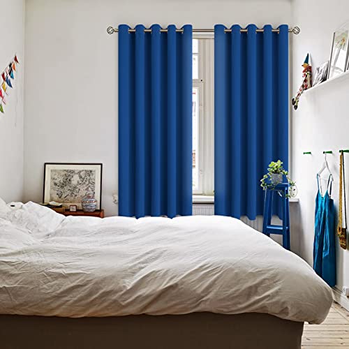 Royal Blue Blackout Curtains for Bedroom 63 Inch Long (Royal Blue / 70"W x 63"L (Pack of 2))