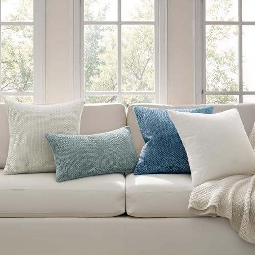 Decorative Couch Throw Pillow Covers 20x20 Inch Coastal Blue 2 Pack (20" x 20" (Pack of 2) / Blue)