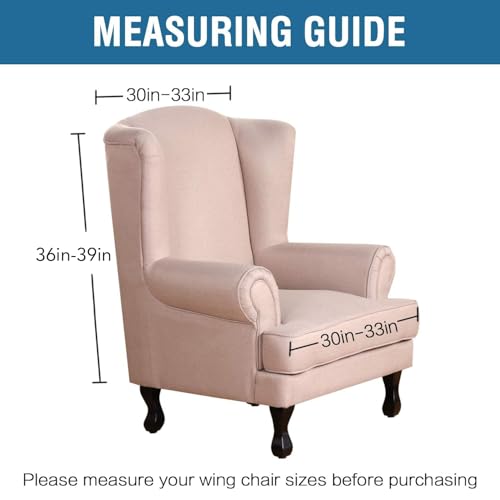 Wingback Chair Covers Velvet Plush Wing Chair Slipcover 1 Piece High Stretch Wing Back Chair Slipcovers Sofa Cover Furniture Cover with Elastic Bottom (Jet Black / Wing Chair)