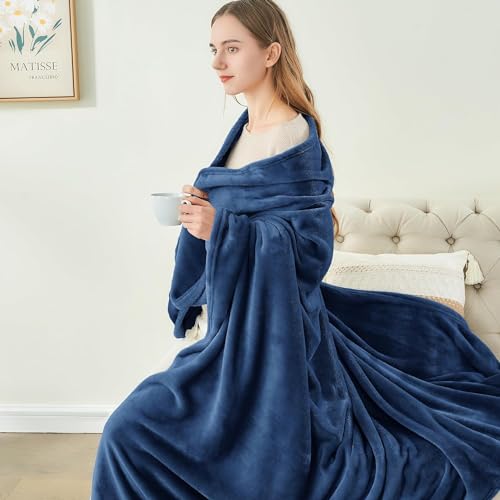Fleece Blanket Soft Plush Throw for Couch Navy 50"x70" (Navy / Throw XL(50"x70"))