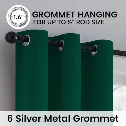 Dark Green 100% Blackout Curtains Room Darkening Living Room 36 (Dark Green / 42"W x 36"L (Pack of 2))