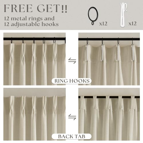 60 Inch Width 108 Inches Long Linen Pinch Pleat Curtains 1 Panel (Linen / 60"W x 108"L (Pack of 1))