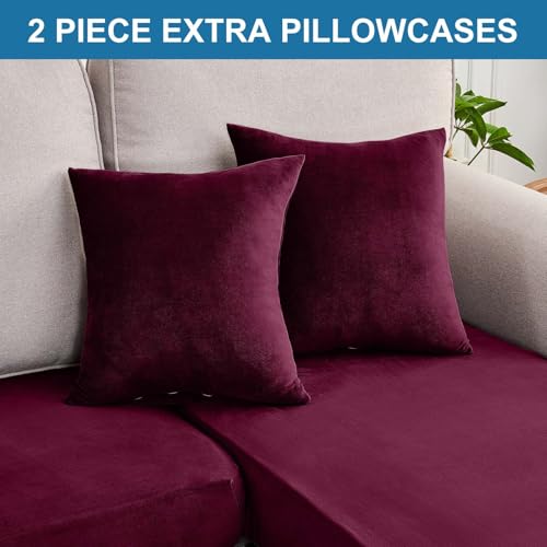 Couch Cover 6 (Wine / 3 Backrest + 2 Seater + 1 Chaise)