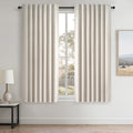 78 Inch Long Linen Blackout Curtains 2 Panels Set for Bedroom Back Tab Rod Pocket Pleated Boho Farmhouse Room Darkening Curtains for Sliding Glass Door (Birch / 52"W x 78"L (Pack of 2))