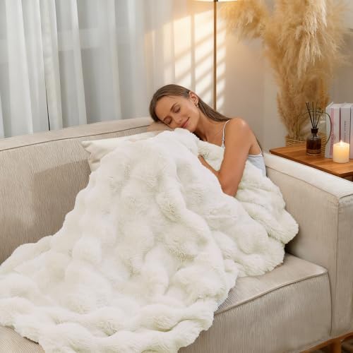 White Armchair Slipcovers Dog Couch Cover Rabbit Plush Armchair Covers Faux Fur Sofa Slipcovers for Chair Cushion Couches Shaggy Couch Cover Blanket Washable Thick Soft (71" x 102" / Z-plush:white)