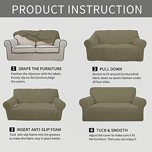 Stretch Chair Slipcover with Arm Washable Khaki (Small Chair / Khaki)