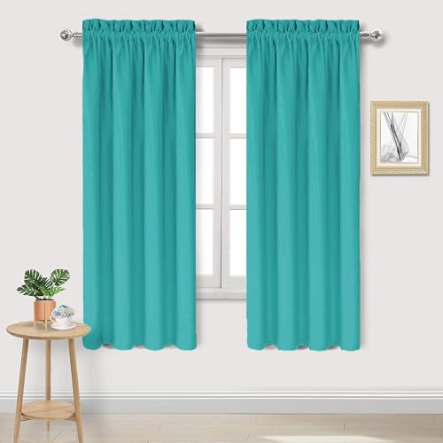 Blackout Curtains for Bedroom Living Room 42 x 63 Inch Long 2 Panels (Peacock Blue / 42"W x 63"L (Pack of 2))