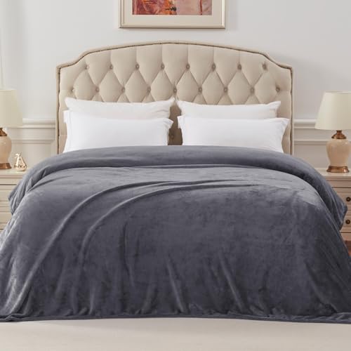 Soft Fleece Blanket Twin Size for Bed (Dark Grey / Twin (60" x 80"))