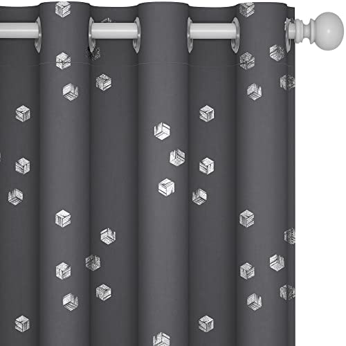 Blackout Curtains (Dark Grey/Cubic / 52"W x 95"L (Pack of 2))