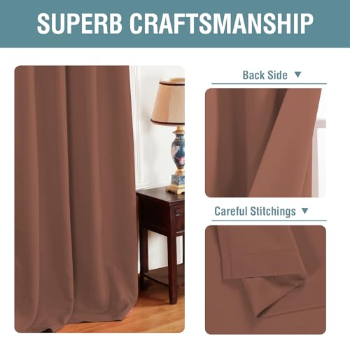 Blackout Curtain for Bedroom Thermal Insulated Window Treatment Curtain Extra Long 63 inch Length Energy Saving Solid Grommet Top Blackout Drape (52"W x 63"L (Pack of 1) / Washed Spice)
