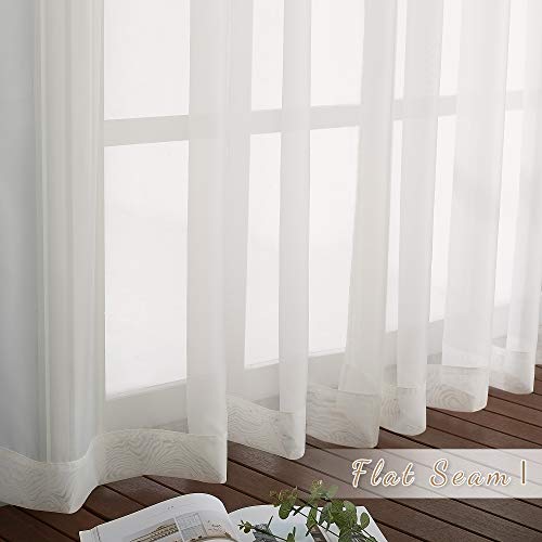 Patio Door Sheer Curtains 96 inch Length (Beige / 54"W x 96"L (Pack of 2))