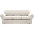 4 Piece Stretch Couch Covers for 3 Cushion Couch Sofa Furniture Slipcovers Feature Upgraded Thicker Jacquard Fabric (Large / Ivory)