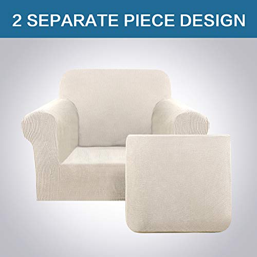 2 Piece Couch Cover Stretch Stylish Chair Cover Furniture Cover (Small / Natural)