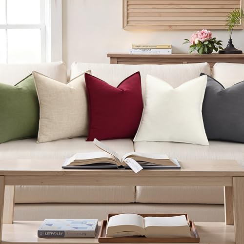 Fall Cream White Linen Throw Pillow Covers 26x26 Set of 2 (Cream White / 26" x 26" (Pack of 2))
