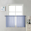 Sheer Curtains 30 inch Length 2 Panels (Denim Blue / 42"W x 30"L (Pack of 2))