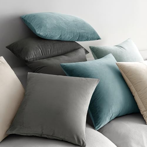 24x24 Inch Pack of 2 Euro Velvet Throw Pillow Covers Cream White (24" x 24" (Pack of 2) / Cream White)