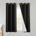 Vintage Open Linen Weave Flax Thermal Curtains (42"W x 54"L (Pack of 2) / Black)