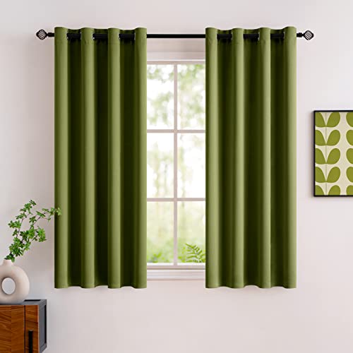 Moss Green Short Blackout Bedroom Curtains 54 Inch Long 52"x54" (Moss Green / 52"W x 54"L (Pack of 2))