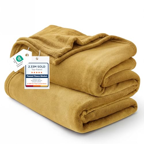 GentleSoft Bedding Fleece Blanket for Girls and Boys (Yellow Gold / Kids (43" x 55"))
