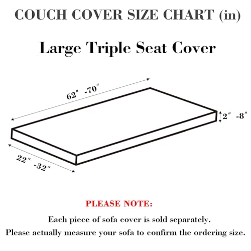 Couch Covers for 3 Cushion Sofa Pet Friendly Couch Cushion Covers Universal Sofa Covers Washable Stretch Slipcovers for Sectional Sofa (Texture Light Coffee / Large Triple Seat Cover)