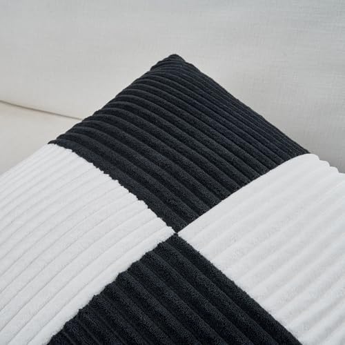 Set of 2 Black White Decorative Throw Pillow Covers 18x18 Inch with for Couch Bed Sofa Living Room (Black White / 18" x 18" (Pack of 2))