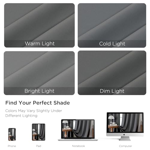 Light Grey Blackout Curtains 45 inch Length 2 Panels Set (Light Grey / 52"W x 45"L (Pack of 2))