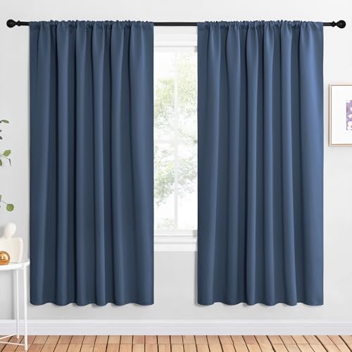 2 Panels Blackout Curtains (Stone Blue / 62"W x 72"L (Pack of 2))