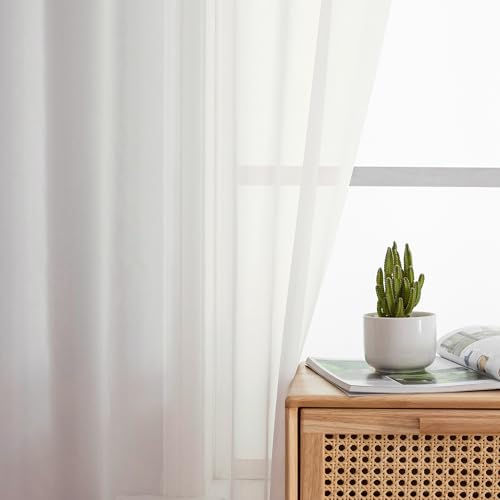 Modern Sheer Window Curtains (40"W x 96"L (Pack of 2) / Ivory)