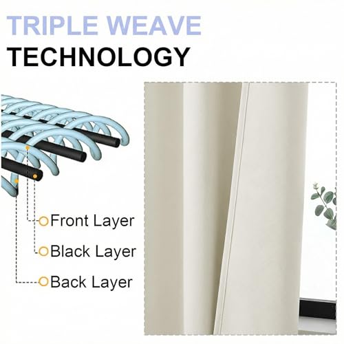 Ava Light Beige Light Filtering Curtains for Bedroom 63 Inch Length 2 Panels Set (Light Beige / 40"W x 63"L (Pack of 2))