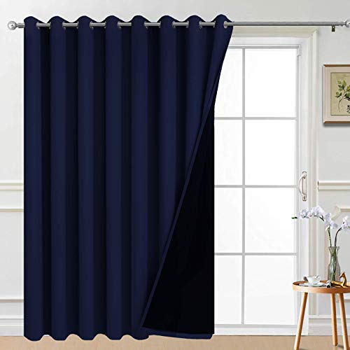 Navy Blue Blackout Patio Door Curtain Panels W100 x L84 (100"W x 84"L (Pack of 1) / Navy Blue)