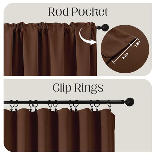 Brown Blackout Curtains 96 inch Length 2 Panels Set (Brown / 52"W x 96"L (Pack of 2))