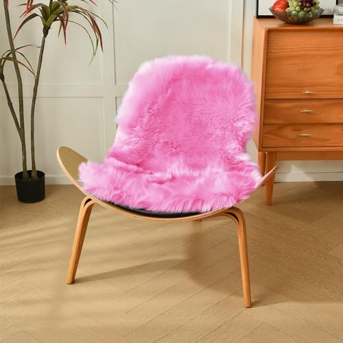 Hot Pink Faux Sheepskin Rug 2x3 ft (Hot Pink / 2' x 3' (Oval))