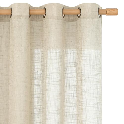 Semi Sheer Linen Curtains 78 Inch Length for Living Room 2 Panels (52"W x 78"L (Pack of 2) / Linen)