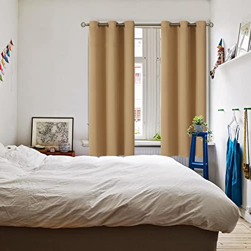 Blackout Curtains for Living Room (Khaki / 42"W x 63"L (Pack of 2))