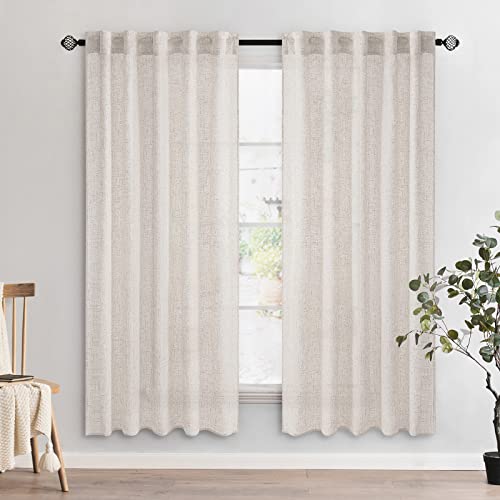 White Linen Curtains 52x72 Inch Length for Bedroom Living Room (52"W x 72"L (Pack of 2) / Bleached Linen)