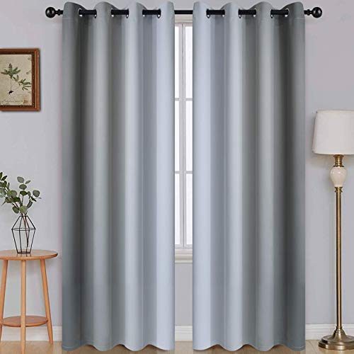 Ombre Grey to Grey White Curtains for Living Room 52Wx84L (52"W x 84"L (Pack of 2) / Grey)