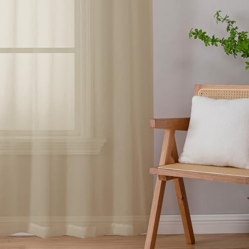 Taupe Sheer Valances for Windows (Taupe / 42"W x 16"L (Pack of 2))
