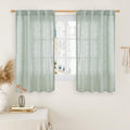 Small Window Linen Curtains 45 Inch Length for Bedroom (Light Sage / 34"W x 45"L (Pack of 2))