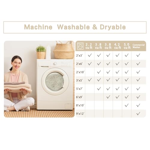 Washable Rugs 8x10 Area Rugs for Living Room (8' x 10' (Rectangular) / Beige-ivory-cream-brown-camel)