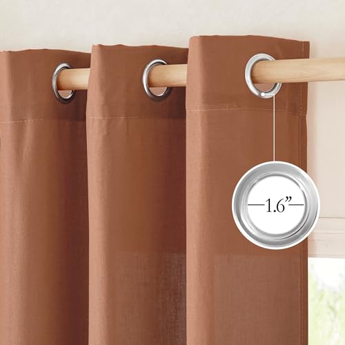Caramel Linen Curtains for Kitchen (Caramel / 55"W x 102"L (Pack of 2))