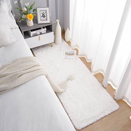 Soft Runner Rug for Bedroom Living Room Plush Fluffy Rug 2x10 (Cream / 2' x 10' (Runner))