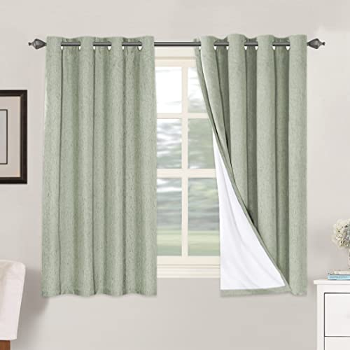 100% Blackout Linen Curtains 54" L 2 Panels Sage (Sage / 52"W x 54"L (Pack of 2))