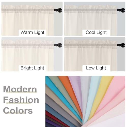 Cream Sheer Curtains for Bedroom Living Room 96 Inches Long 2 Panels (Cream / 42"W x 96"L (Pack of 2))
