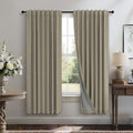 Living Room Darkening Curtains 63 Inches Long Small Bay Window Blackout Soundproof Dining Room Curtains Rustic Farmhouse Linen Dark Taupe Curtain 63 Inch Length 2 Panels Back Tab Pocket Pleated Drapes (Dark Taupe / 52"W x 63"L (Pack of 2))