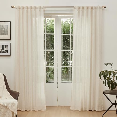 90 Inches Long Linen Curtains for Living Room (50"W x 90"L (Pack of 2) / Linen)