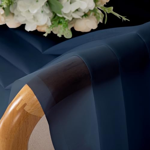 Sheer Window Valance Curtains (Navy Blue / 42"W x 14"L (Pack of 2))