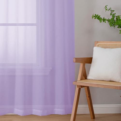 Lilac Sheer Curtains 78 Inches Long 2 Panels Set for Living Room (Lilac / 42"W x 78"L (Pack of 2))