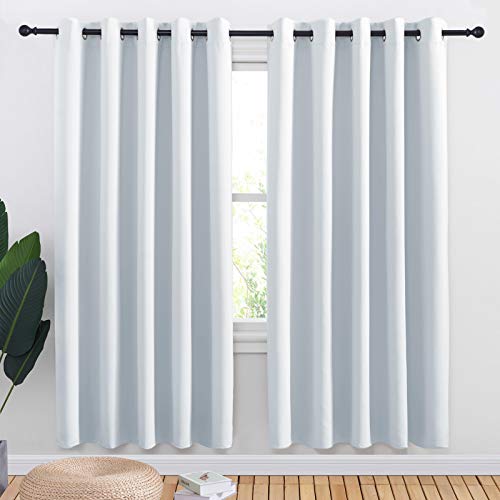 Room Darkening Curtain Panels for Bedroom (Greyish White / 70"W x 72"L (Pack of 2))