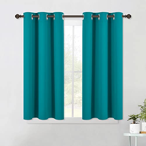 ROM Darkening Curtains 45 inch Length 2 Panels (Peacock Teal / 42"W x 45"L (Pack of 2))