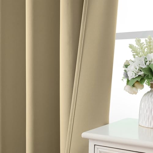 Beige Blackout Curtains 54 inch Length 2 Panels Set (Beige / 52"W x 54"L (Pack of 2))